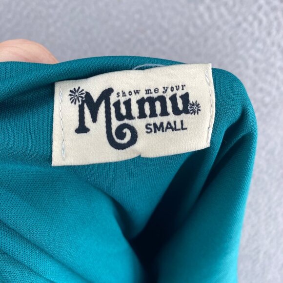 Show Me Your Mumu Dress Women Small Green Trapeze Long Flare Sleeve Off Shoulder - Picture 5 of 9